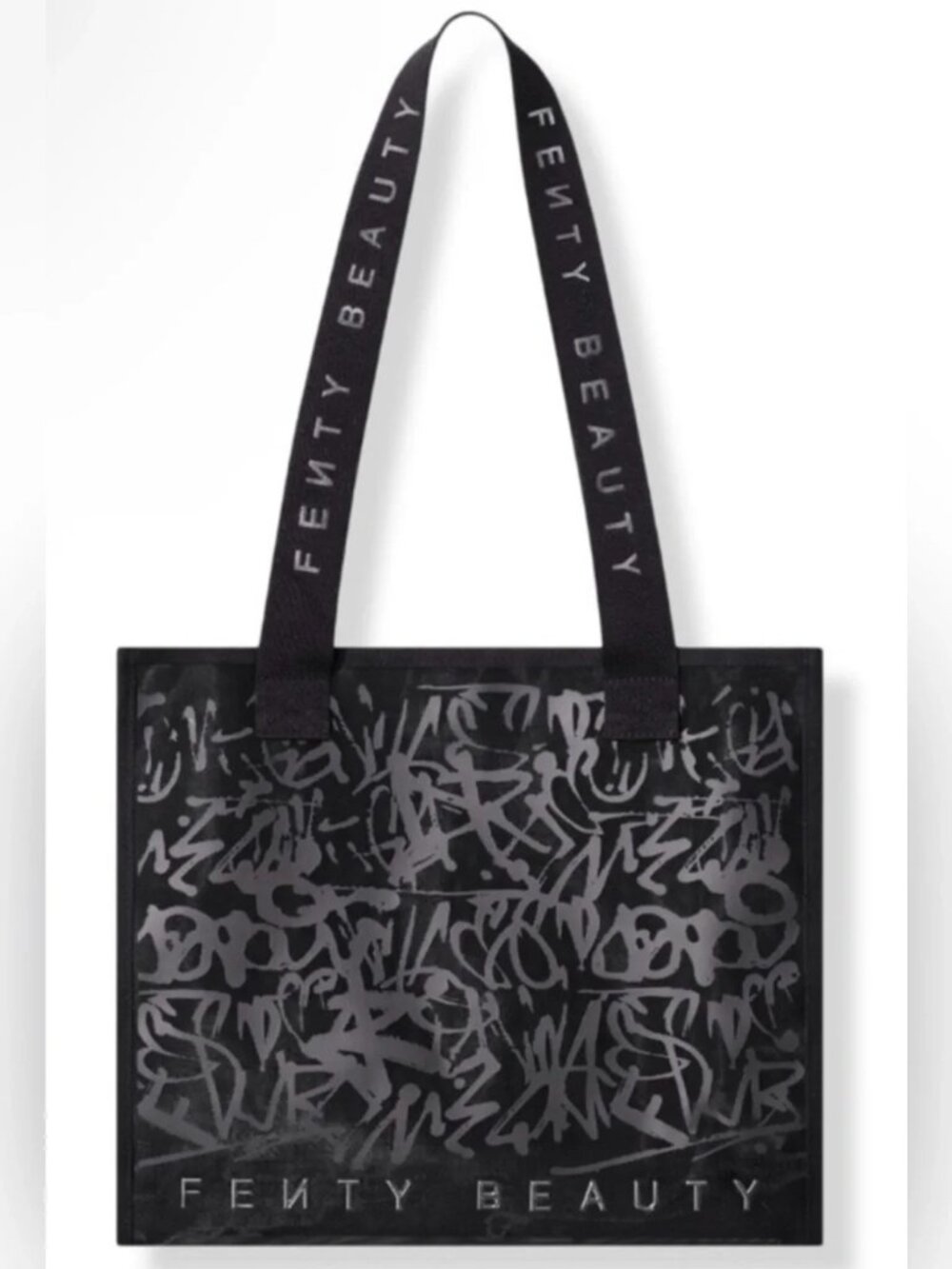 New! Rihanna's FENTY Beauty Large Structured Black Mesh Tote Bag
